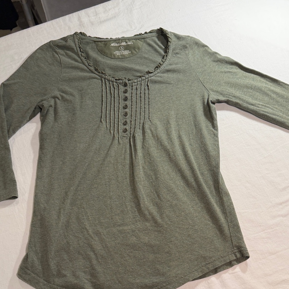 Eddie Bauer Sage Green 3/4 Sleeve Henley